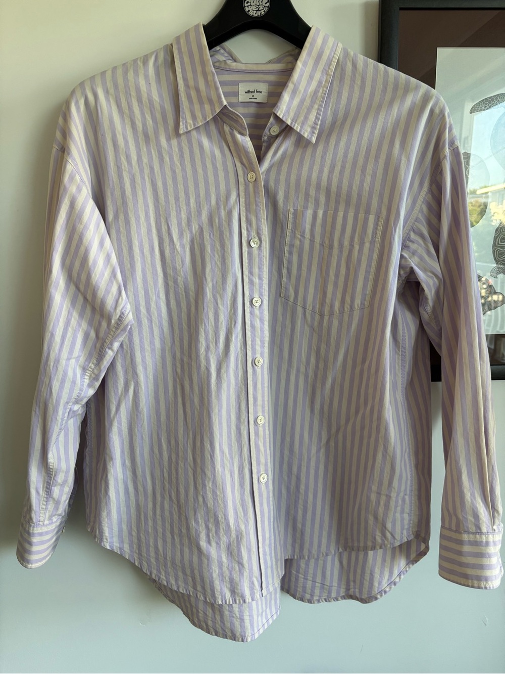 Wilfred Lavender and White Striped Button-Down Shirt